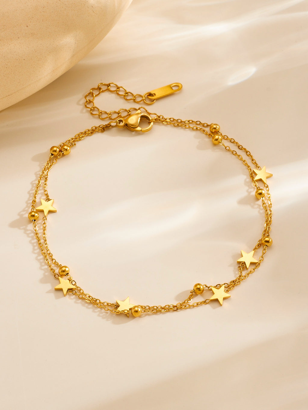 Silver Stainless Steel Double-layer Star Anklet