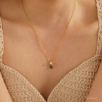 April + Transparency Titanium Steel Diamond-encrusted Teardrop Necklace