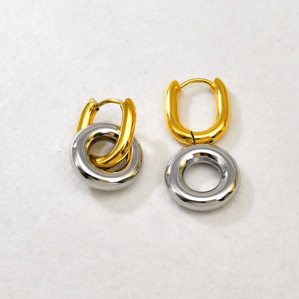 Gold Stainless Steel Hoop Earrings
