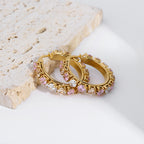 Fashion White Stainless Steel Diamond Round Earrings