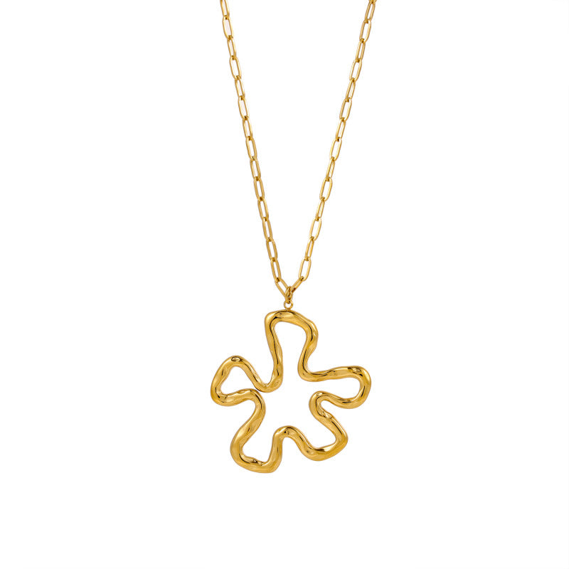 Gold Stainless Steel Flower Necklace
