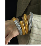 Fashion Gold Width 1.2cm (rim 6cm) Titanium Steel Elastic Snake Bone Bracelet