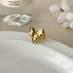 White Rectangular Ring With Oil Droplets 304 Stainless Steel Irregular Ring