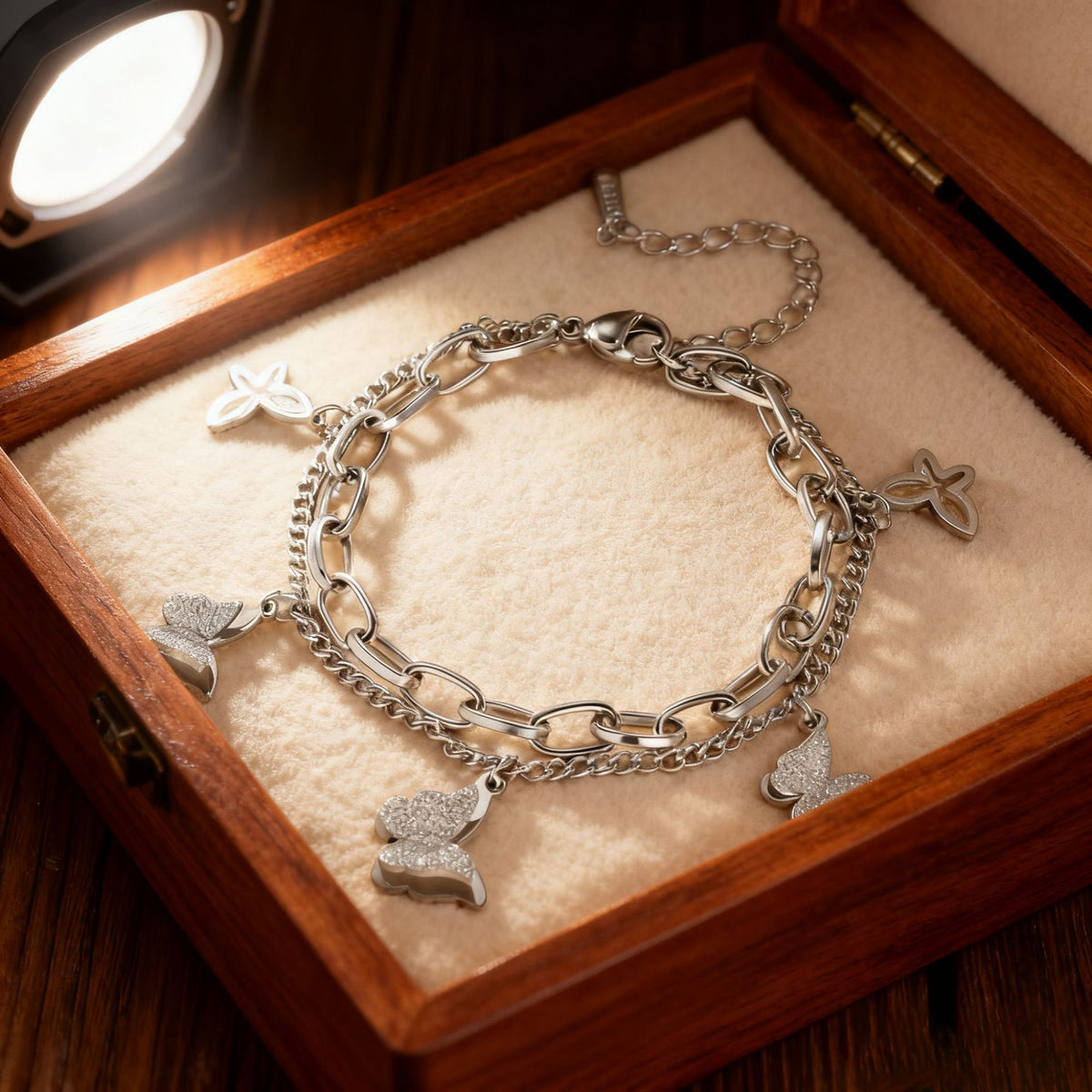 Frosted Butterfly Bracelet Steel Titanium Steel Frosted Butterfly Bracelet
