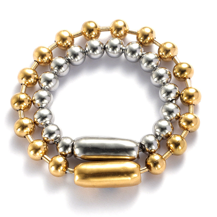 Steel Color Stainless Steel 8mm Bead Chain Hip Hop Bracelet