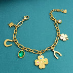 Gold Stainless Steel Four-leaf Clover Necklace