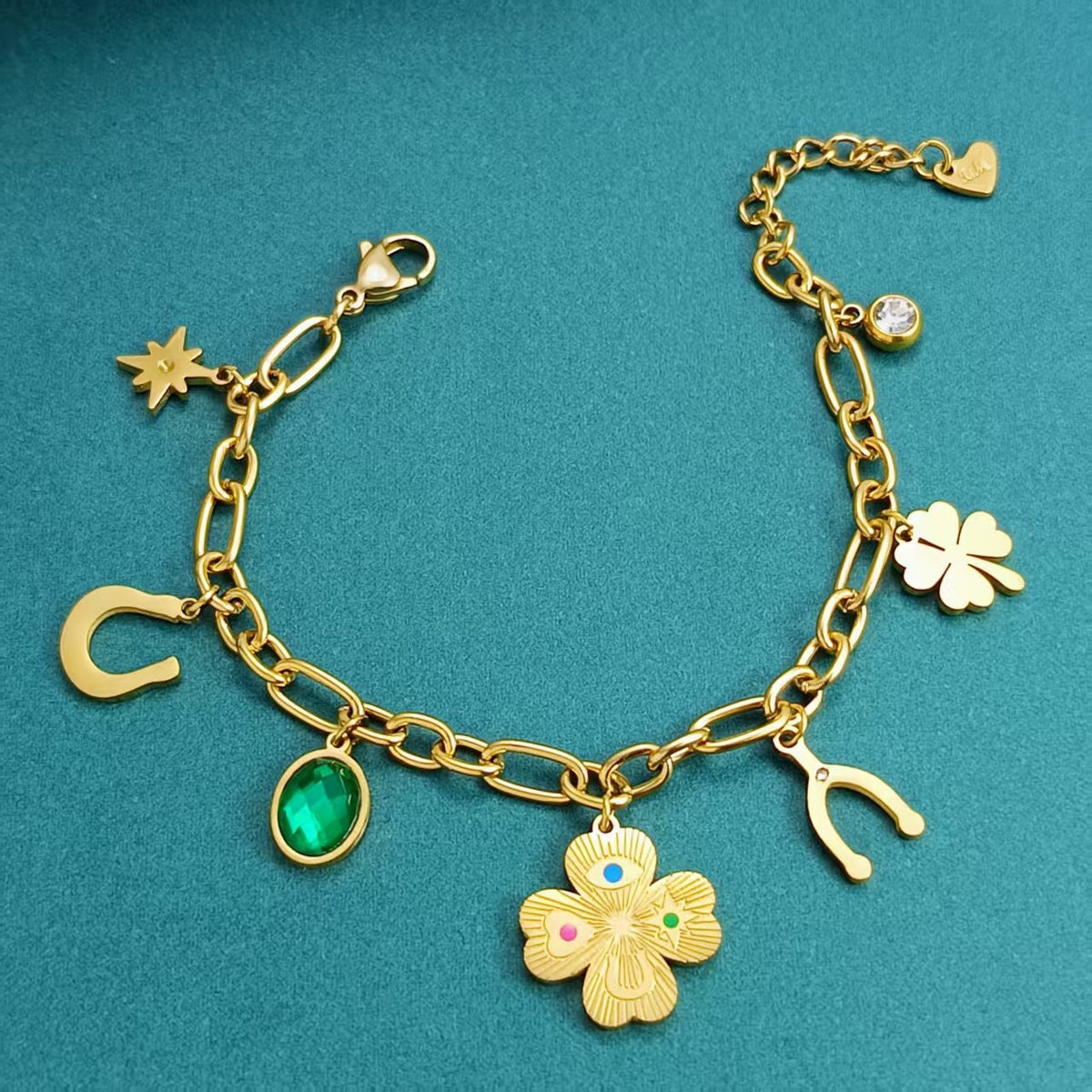 Gold Stainless Steel Four-leaf Clover Necklace