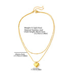 Gold Stainless Steel Heart Double Layer Necklace