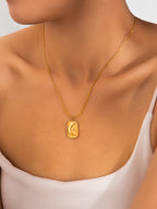 Pearl Heart Necklace (titanium Steel With Gold Plated) Pearl Bowknot Tarnish Free Steel Necklace