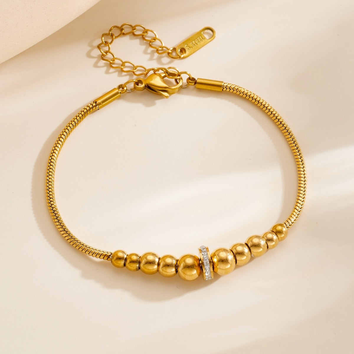 Silver Stainless Steel Beaded Bracelet