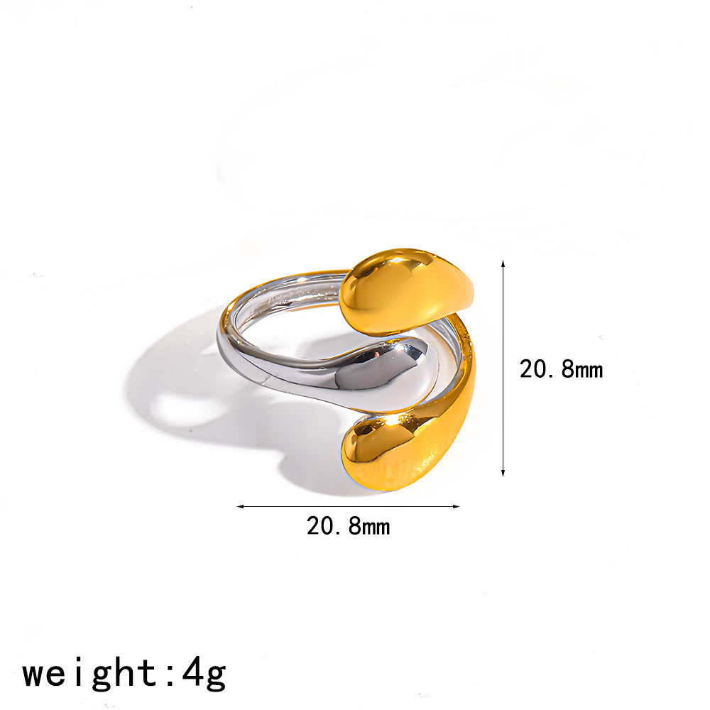 Ring #3 Multi-layer Irregular Open 18k Steel Ring