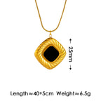 Gold + Black Oval Lace Titanium Steel Oval Necklace