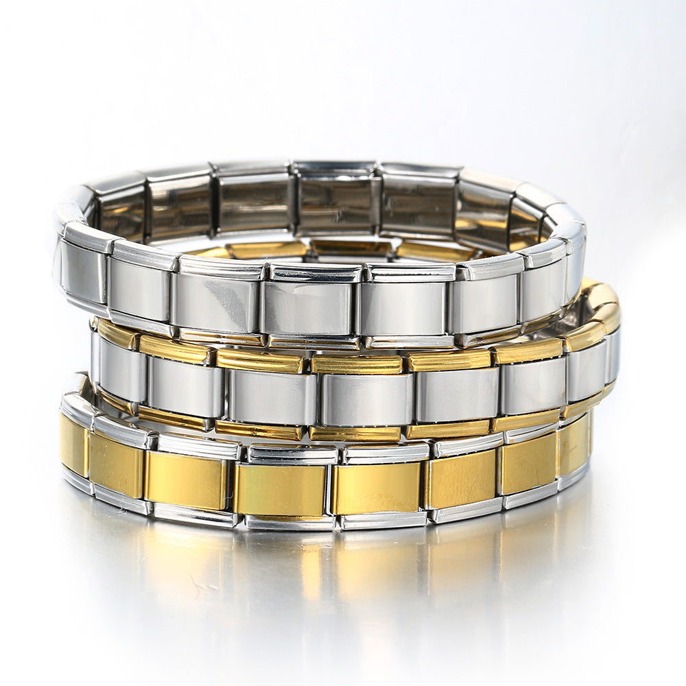 Fashion Gold (fine Quality) Titanium Steel Square Spliced Module Bracelet