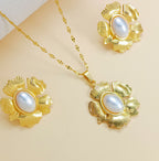 Set 2# Titanium Steel Hydraulic Disc Necklace And Earring Set