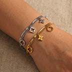 Gold Stainless Steel Four-leaf Clover Bracelet