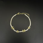 White Gold Mama Metal Diamond-encrusted Letter Bracelet