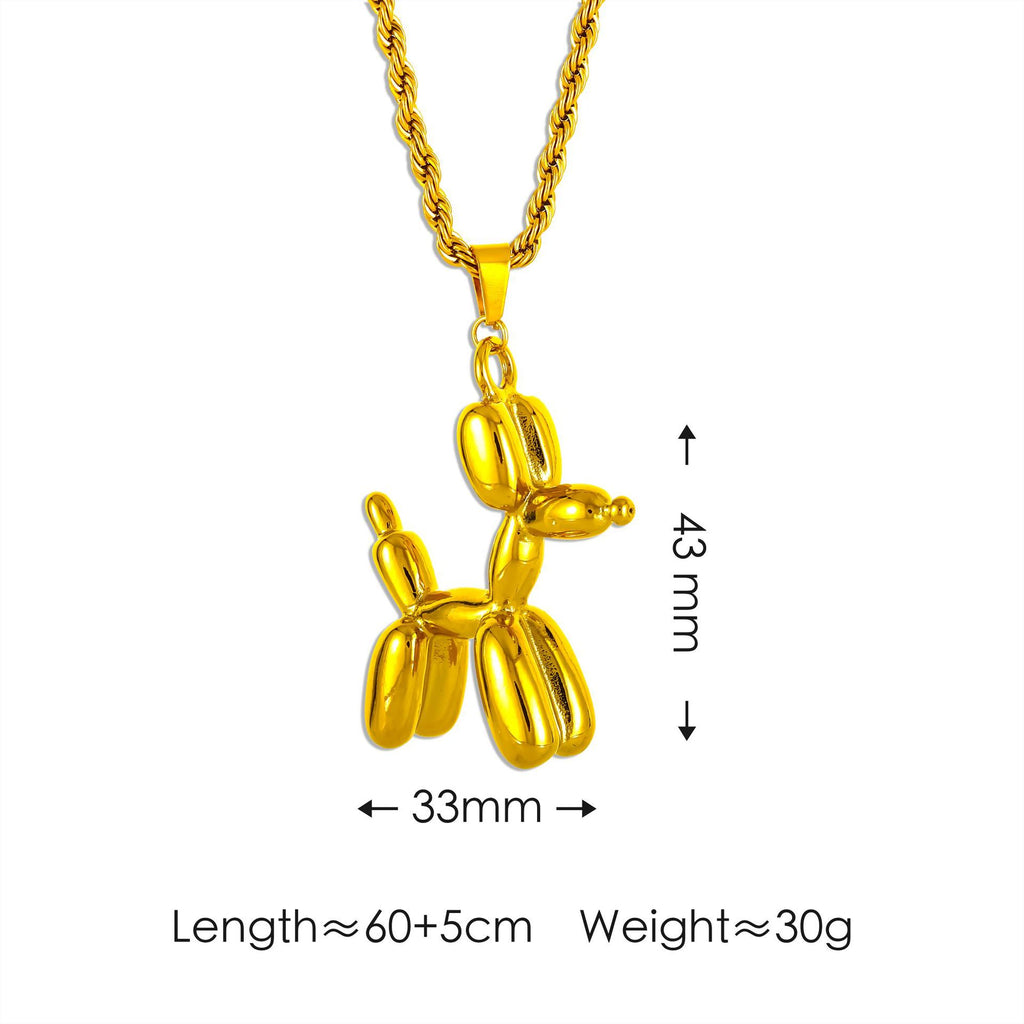 Gold + Puppy Necklace Titanium Steel Cat Balloon Dog Necklace