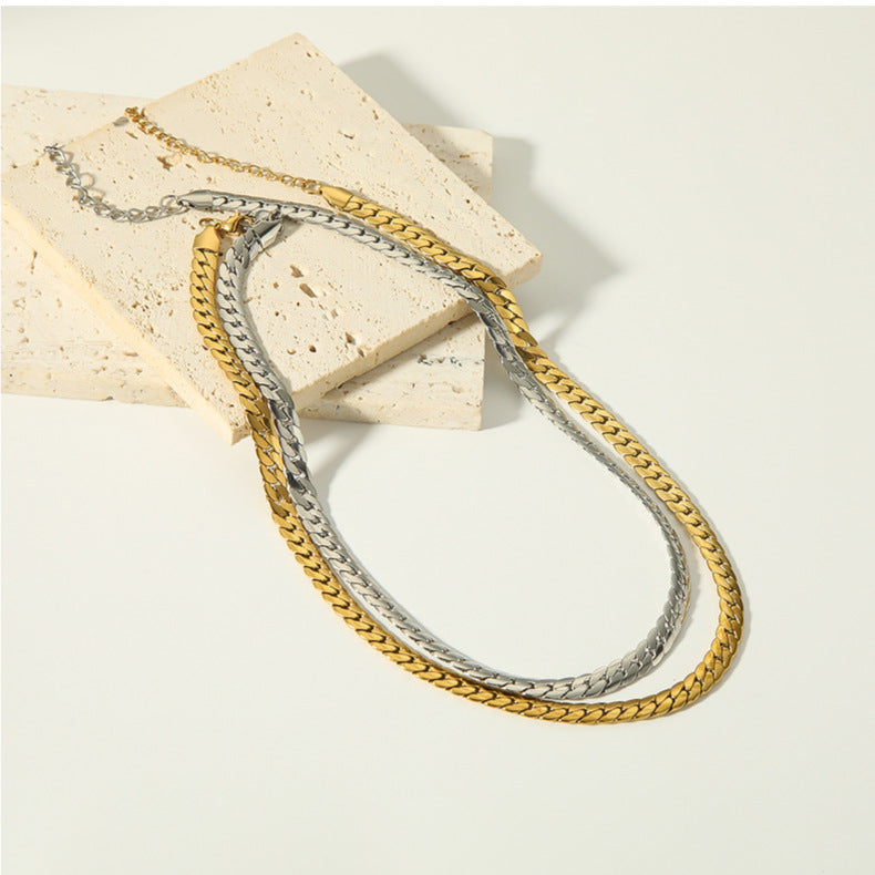 Fashion Silver Stainless Steel Snake Bone Chain Necklace