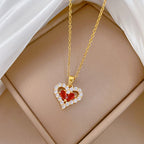 Necklace Stainless Steel Diamond-encrusted Heart Necklace