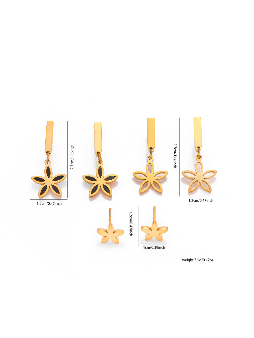 C-shaped Hoop Earrings Set Heart Star Bowknot Steel Stud Earrings