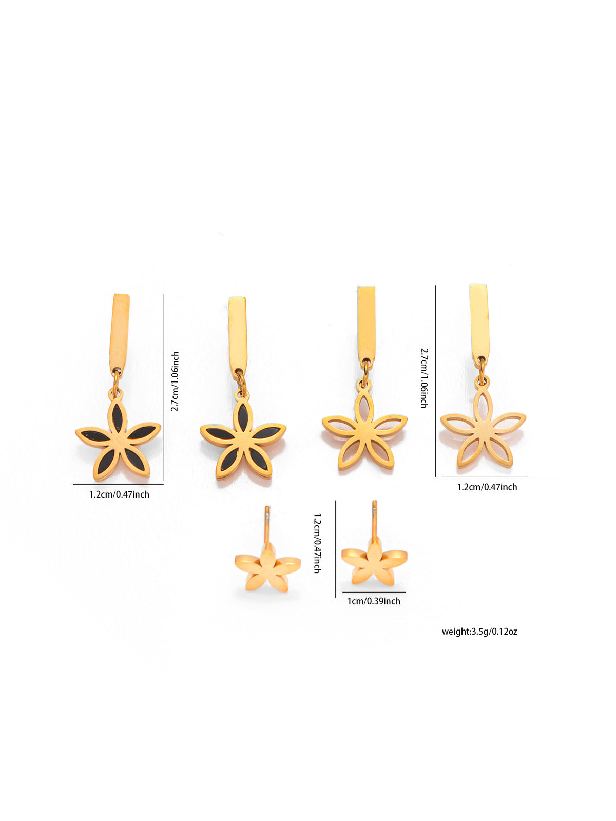 C-shaped Hoop Earrings Set Heart Star Bowknot Steel Stud Earrings
