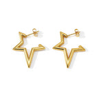 Star Earrings Glossy Waterdrop Stainless Steel Studs