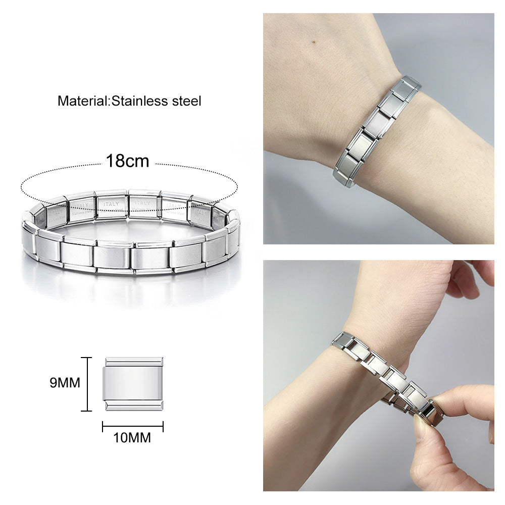 Fashion Steel Color (fine Quality) H002-1 Titanium Steel Square Spliced Module Bracelet