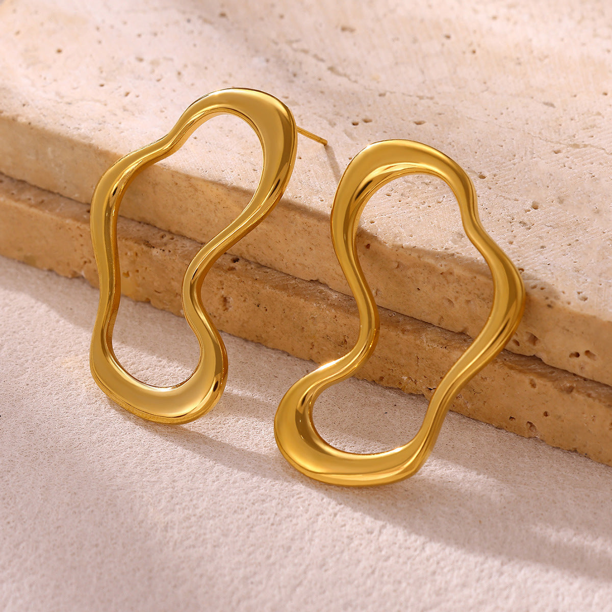 Gold Irregular Lines Statement Personality Minimalist Earrings