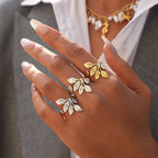 Gold 304 Stainless Steel Leaf Ring