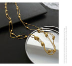 Gold Bracelet Titanium Steel Oval Bead Double Bracelet