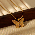Gold Stainless Steel Butterfly Necklace