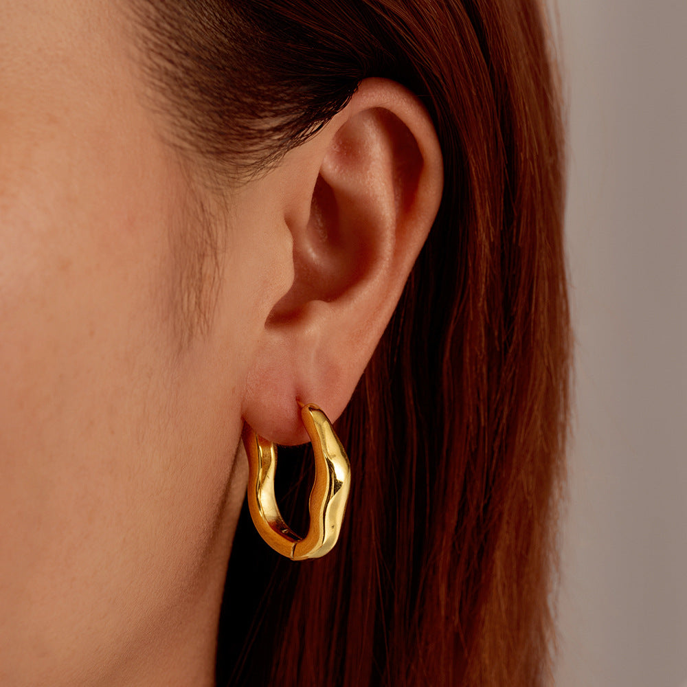 Gold Stainless Steel Irregular Earrings