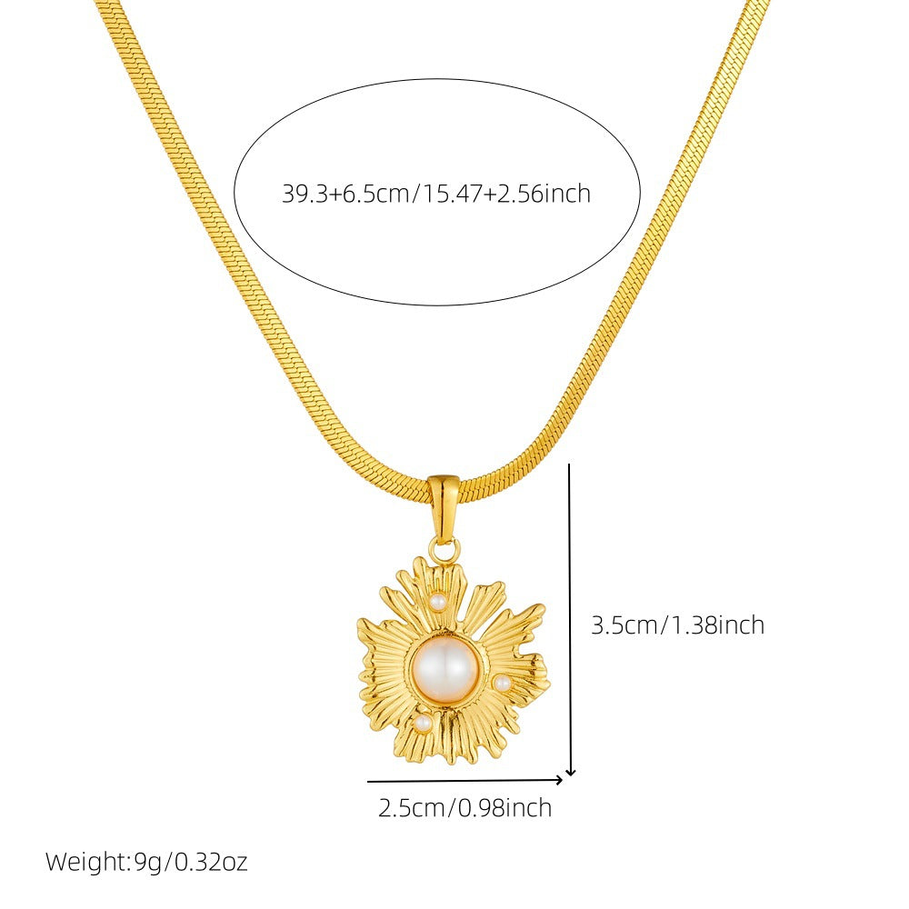 Gold Stainless Steel Flower Necklace