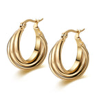 Gold Stainless Steel Round Earrings