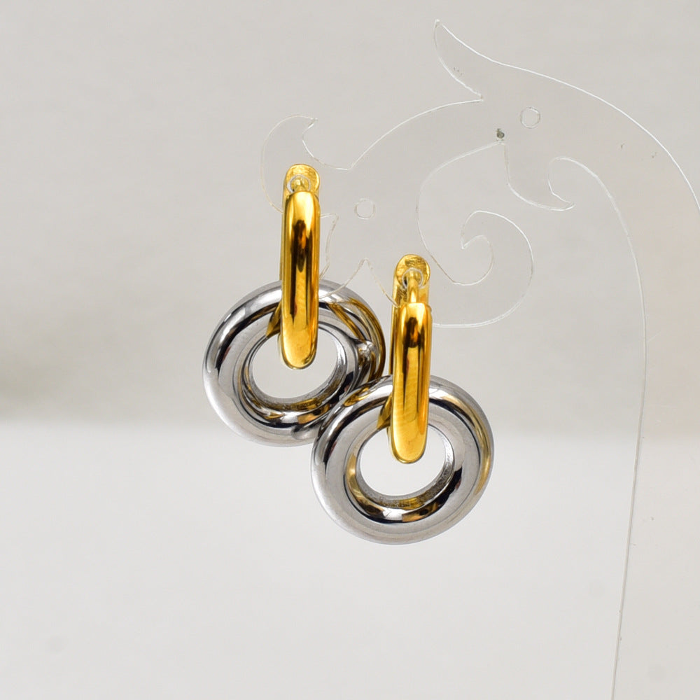 Color Separation Stainless Steel Hoop Earrings
