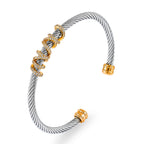 Fashion Style-10 Steel Colors Stainless Steel Diamond Threaded Open Bracelet
