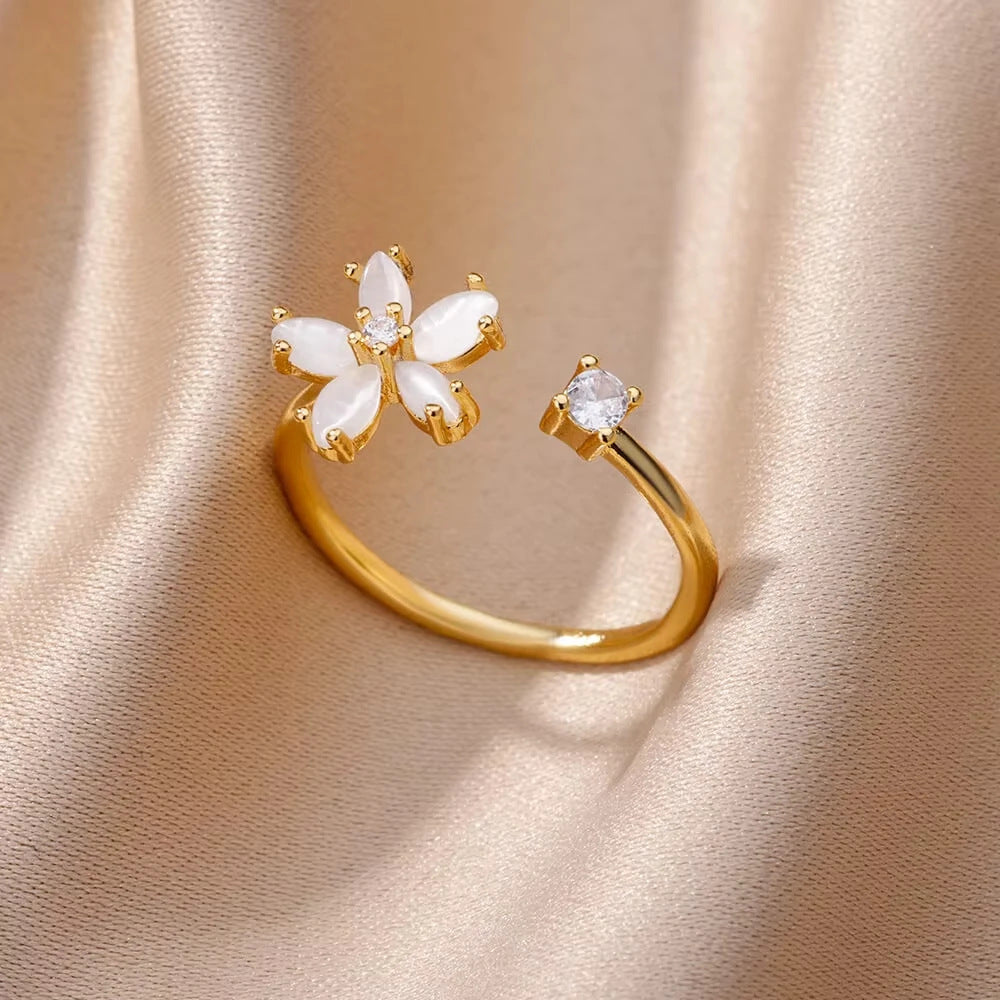 Ring 4# Stainless Steel Irregular Diamond Ring