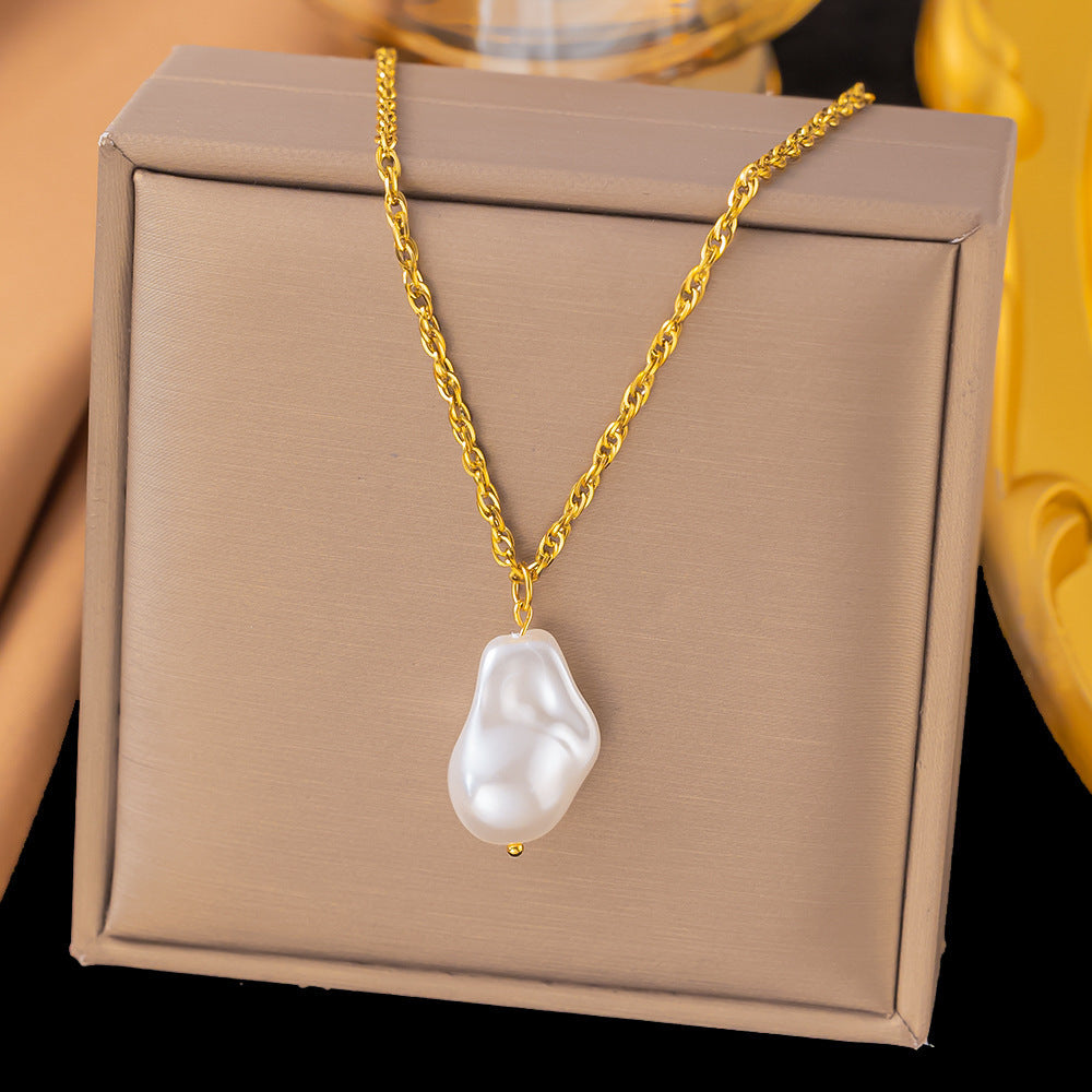 Black And White Double-sided Heart Earrings With Gold 2025 High-end Steel Necklace Earring Set