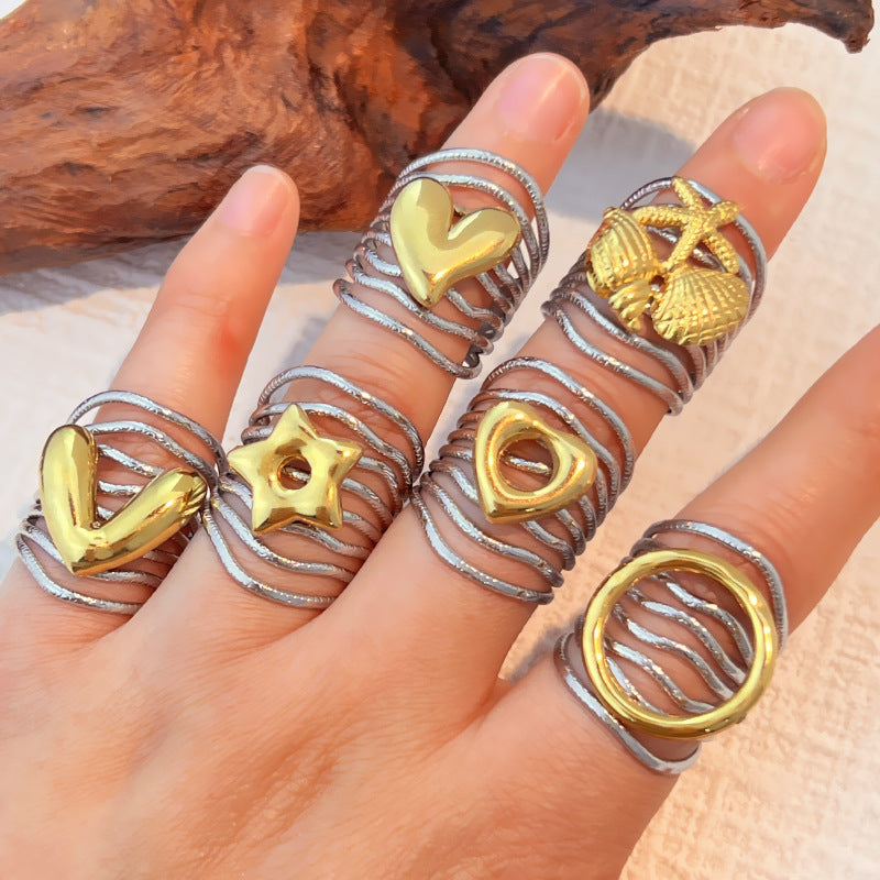 Ring1# Irregularly Shaped Stainless Steel Ring