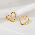 Gold Simple Geometric Twisted Heart-shaped Stainless Steel Stud Earrings