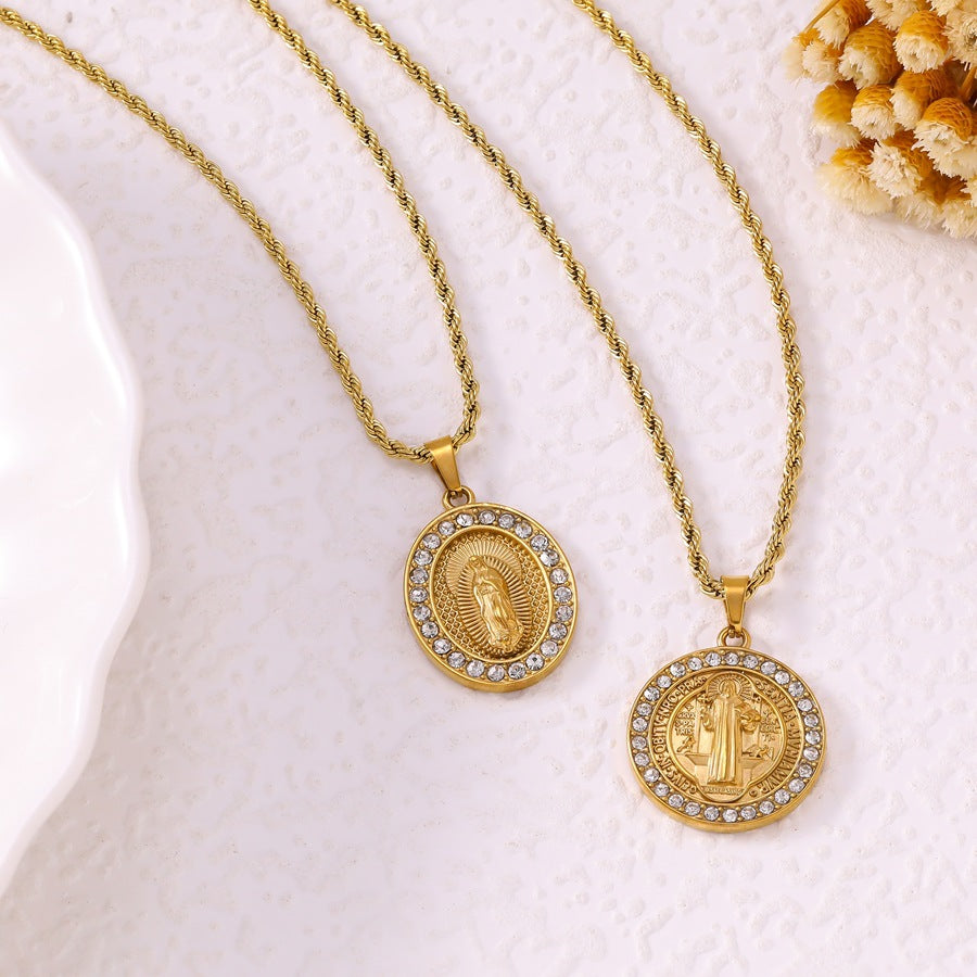 B1 Necklace A Stainless Steel Diamond-encrusted Portrait Necklace