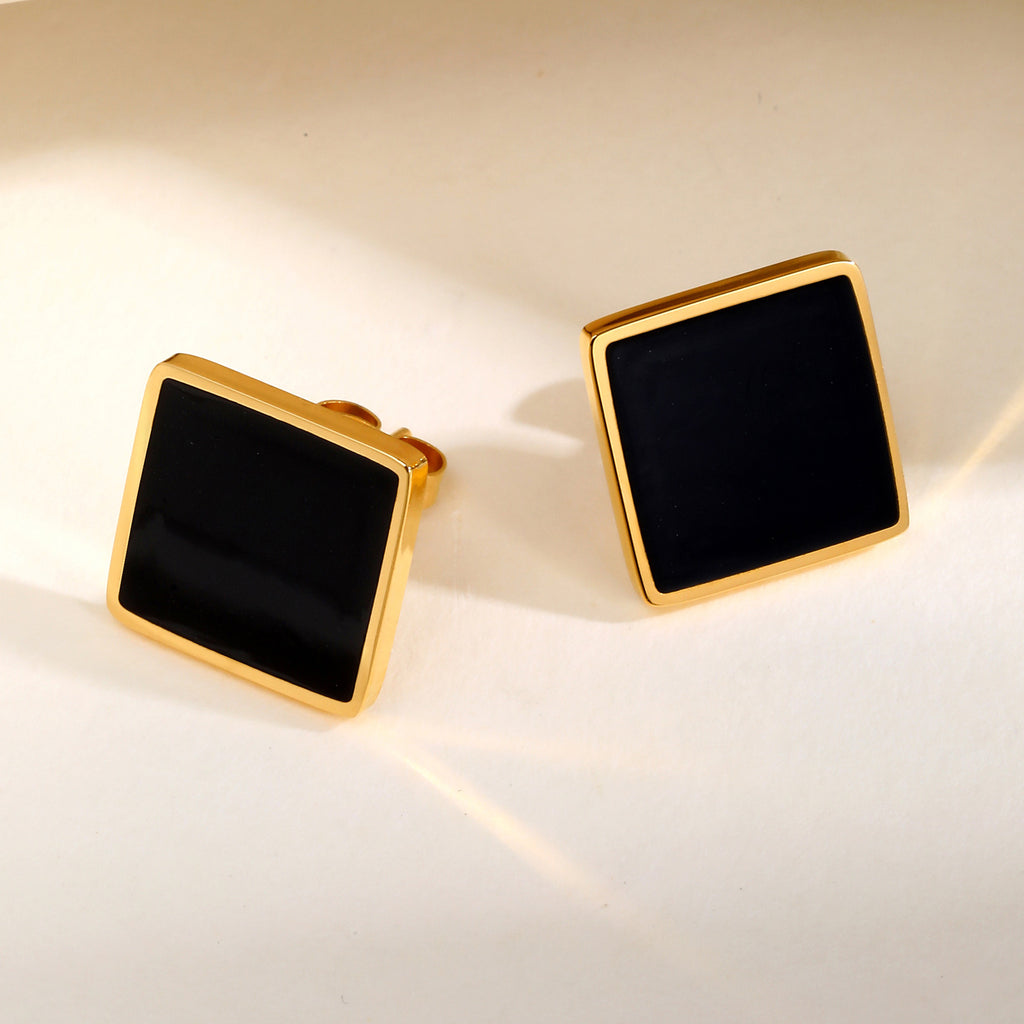 A Pair Stainless Steel Square Earrings