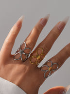Flowers 3 Stainless Steel Flower Ring