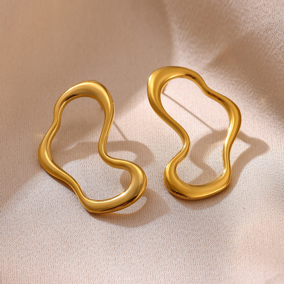 Gold Irregular Lines Statement Personality Minimalist Earrings