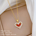 Necklace Stainless Steel Diamond-encrusted Heart Necklace