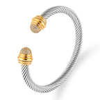 Fashion Style-10 Steel Colors Stainless Steel Diamond Threaded Open Bracelet