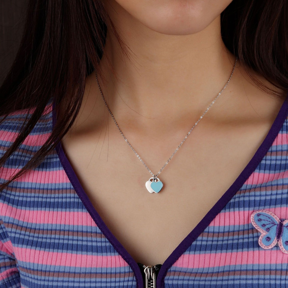 Green Heart - Gold Stainless Steel Heart Necklace