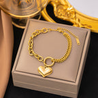 Big Heart Bracelet Gold Titanium Steel Heart Bracelet