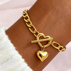 Silver Stainless Steel Heart Bracelet