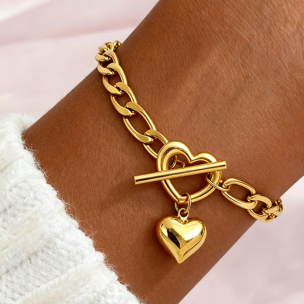 Silver Stainless Steel Heart Bracelet